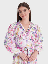 Woman In Floral Print Georgette Shirt Dress
